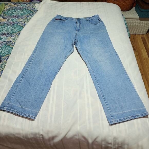 FORE WARNED EUC WOMEN'S BOOT LEGSZ 16  DENIM BLUE JEANS - Picture 1 of 11